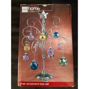 JCPenney Home Collection Silver Ornament Tree‎ Set with 10 Ornaments #137